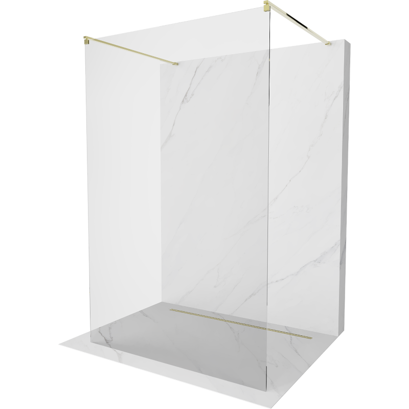 Mexen Kioto paroi de douche indépendante 145 x 200 cm, transparent 8 mm, doré - 800-145-002-50-00