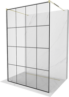 Mexen Kioto paroi de douche autoportante 160 x 200 cm, motif noir 8 mm, doré - 800-160-002-50-77