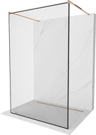 Mexen Kioto paroi de douche autoportante 150 x 200 cm, motif noir 8 mm, or rose - 800-150-002-60-70