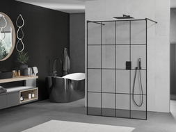 Mexen Kioto Paroi de douche autoportante 150 x 200 cm, grille noire 8 mm, noire - 800-150-002-70-77