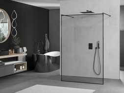 Mexen Kioto paroi de douche autoportante 160 x 200 cm, cadre noir 8 mm, noir - 800-160-002-70-70