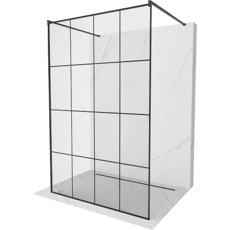 Mexen Kioto paroi de douche à poser 160 x 200 cm, motif noir 8 mm, noire - 800-160-002-70-77