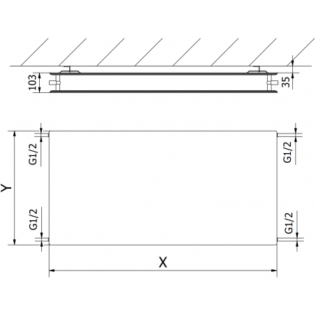 Mexen CHF20 Hygiene Flat radiateur panneau 500 x 500 mm, raccordement latéral, 431 W, anthracite - W420HF-050-050-66