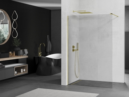 Mexen Kioto paroi de douche Walk-in 65 x 200 cm, transparent 8 mm, dorée - 800-065-101-50-00