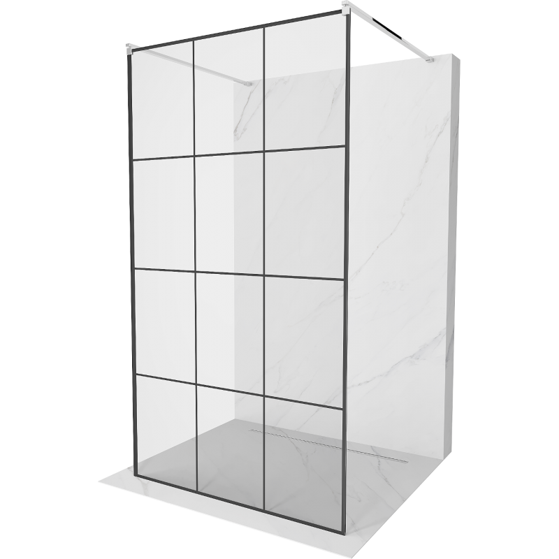 Mexen Kioto paroi de douche autonome 120 x 200 cm, grille noire 8 mm, chrome - 800-120-002-01-77
