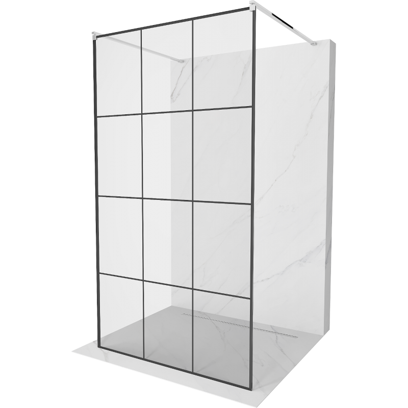 Mexen Kioto paroi de douche autoportante 120 x 200 cm, grille noire 8 mm, chrome - 800-120-002-01-77