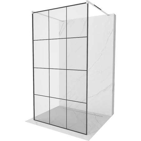 Mexen Kioto paroi de douche autoportante 120 x 200 cm, grille noire 8 mm, chrome - 800-120-002-01-77