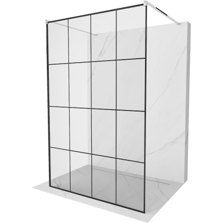 Mexen Kioto paroi de douche autoportante 130 x 200 cm, grille noire 8 mm, chrome - 800-130-002-01-77
