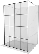 Mexen Kioto paroi de douche autoportante 150 x 200 cm, treillis noir 8 mm, chrome - 800-150-002-01-77