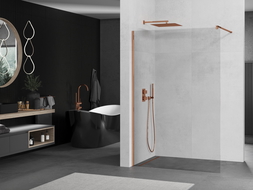 Mexen Kioto paroi de douche Walk-in 65 x 200 cm, transparent 8 mm, or rose - 800-065-101-60-00