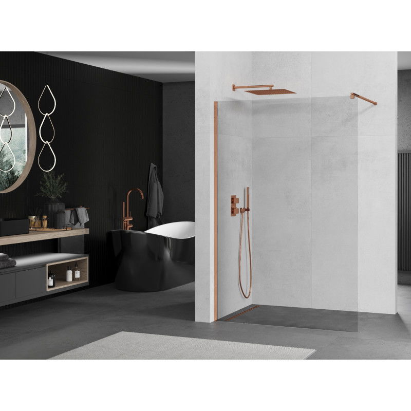 Mexen Kioto cloison de douche Walk-in 85 x 200 cm, transparent 8 mm, or rose - 800-085-101-60-00
