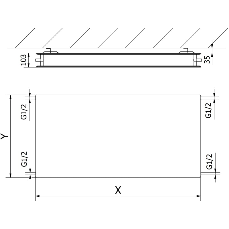 Mexen CHF20 Hygiene Flat radiateur panneau 900 x 1500 mm, connexion latérale, 2097 W, anthracite - W420HF-090-150-66