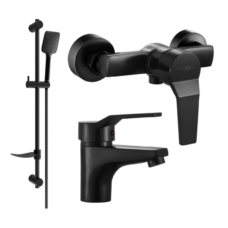 Ensemble de douche Mexen Caro DF62, noir - 746604DF62-70