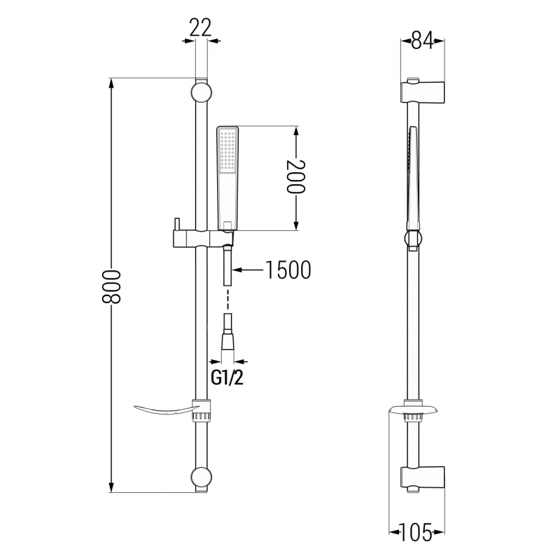 Mexen Caro Ensemble de douche DF72, chrome - 746604DF72-00