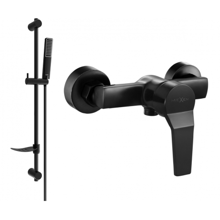 Batterie de douche Mexen Caro DF72 avec ensemble de douche, noire - 74664DF72-70
