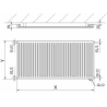 Radiateur à panneaux Mexen CVH10 Hygiene 500 x 3000 mm, raccordement inférieur, 1589 W, anthracite - W610H-050-300-66