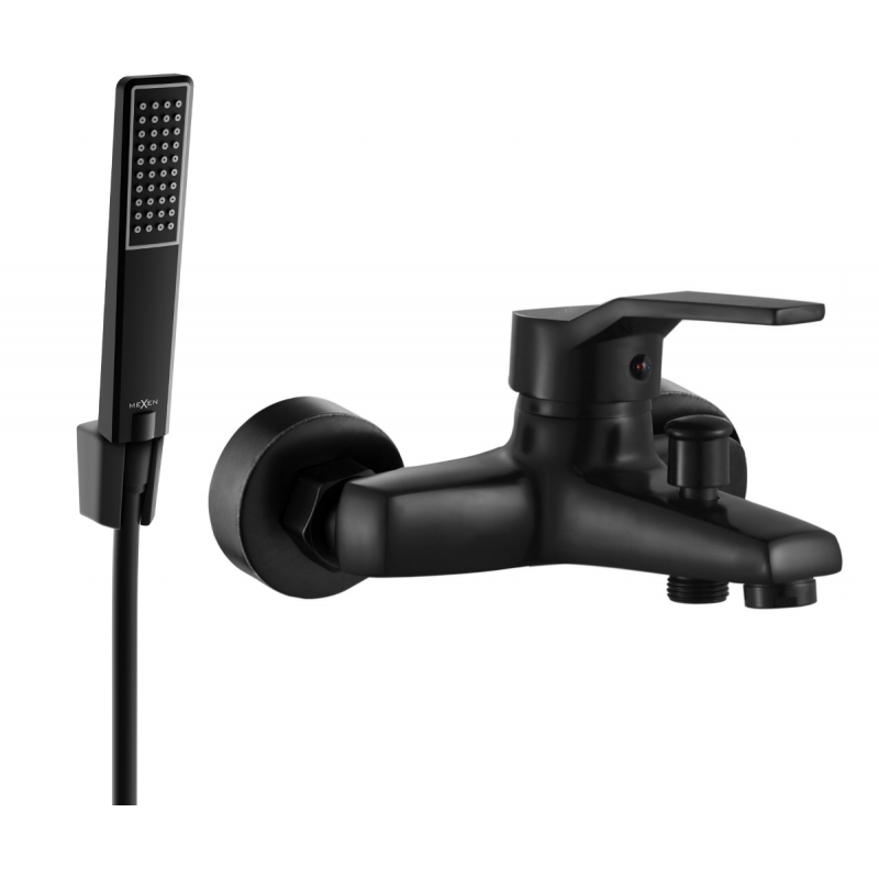Mitigeur baignoire Mexen Caro R72 avec set de douche, noir - 74663R72-70