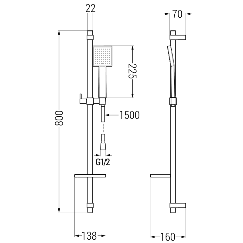 Mexen Cetus Ensemble de baignoire DQ45, noir - 744313DQ45-70