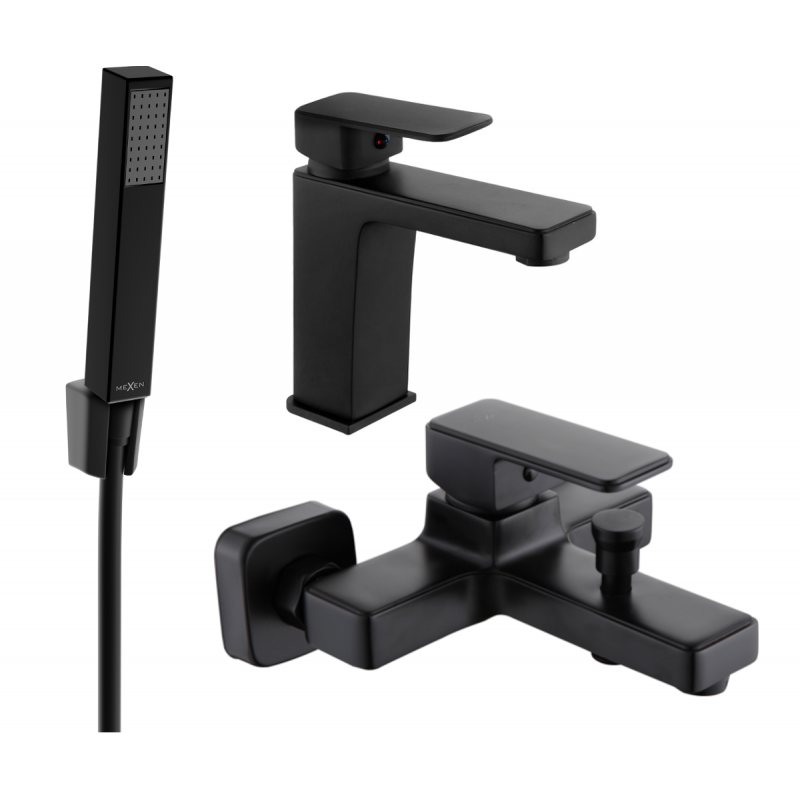 Mexen Cetus R77 ensemble de baignoire, noir - 744303R77-70
