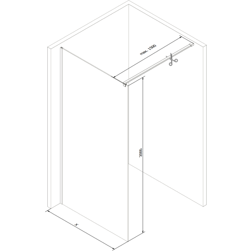 Mexen Kioto paroi de douche Walk-in 60 x 200 cm, transparent 8 mm, nickel brossé - 800-060-101-97-00