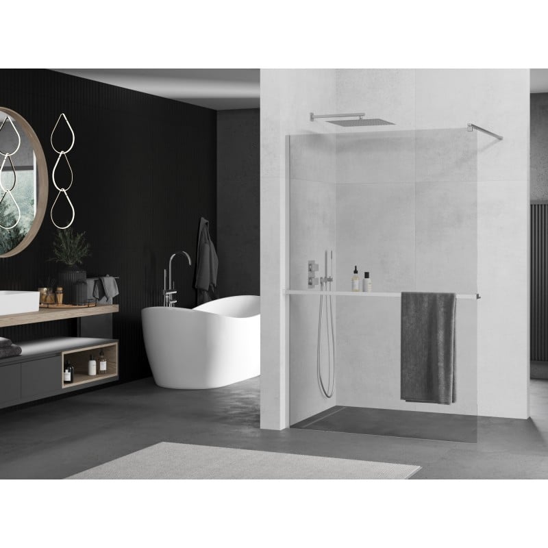 Mexen Kioto+ paroi de douche avec étagère Walk-in 125 x 200 cm, transparent, chromé - 800-125-121-01-00