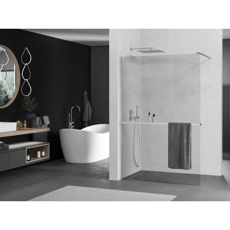 Mexen Kioto+ paroi de douche avec étagère Walk-in 115 x 200 cm, transparent, chrome - 800-115-121-01-00