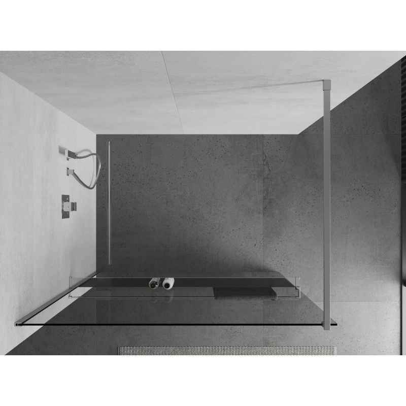 Mexen Kioto+ paroi de douche avec étagère Walk-in 95 x 200 cm, transparente, chrome - 800-095-121-01-00
