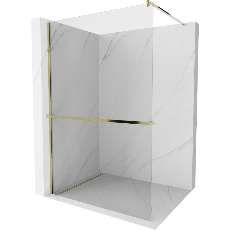 Mexen Kioto+ paroi de douche avec étagère Walk-in 75 x 200 cm, transparent, doré - 800-075-121-50-00