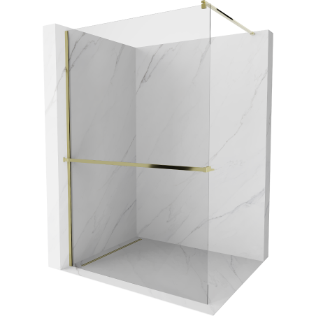 Mexen Kioto+ paroi de douche avec étagère Walk-in 135 x 200 cm, transparent, doré - 800-135-121-50-00