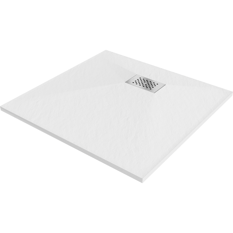 Mexen Hugo receveur de douche carré SMC 70 x 70 cm, blanc, cache inox - 42107070-X