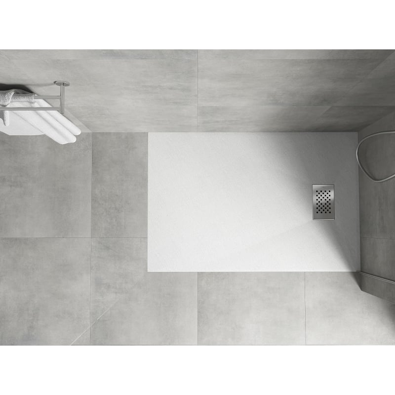 Mexen Hugo receveur de douche rectangulaire SMC 80 x 70 cm, blanc, cache inox - 42107080-X