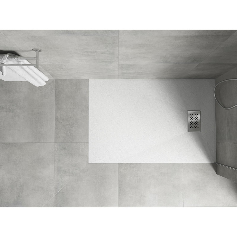Mexen Hugo receveur de douche rectangulaire SMC 100 x 70 cm, blanc, cache inox - 42107010-X