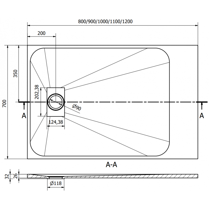 Mexen Hugo bac à douche rectangulaire SMC 120 x 70 cm, blanc, cache inox - 42107012-X