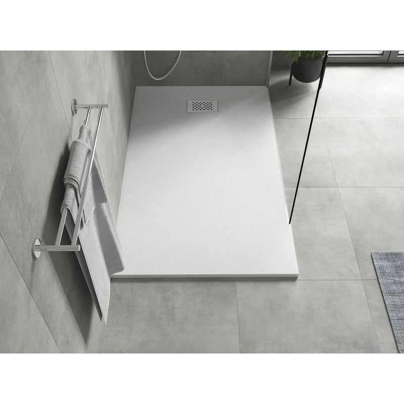 Mexen Hugo receveur de douche rectangulaire SMC 150 x 70 cm, blanc, cache inox - 42107015-X