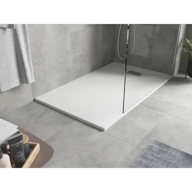 Mexen Hugo receveur de douche rectangulaire SMC 150 x 70 cm, blanc, cache inox - 42107015-X