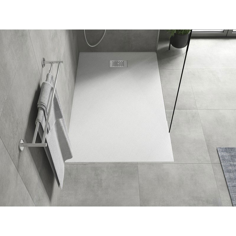 Mexen Hugo receveur de douche rectangulaire SMC 160 x 70 cm, blanc, cache inox - 42107016-X