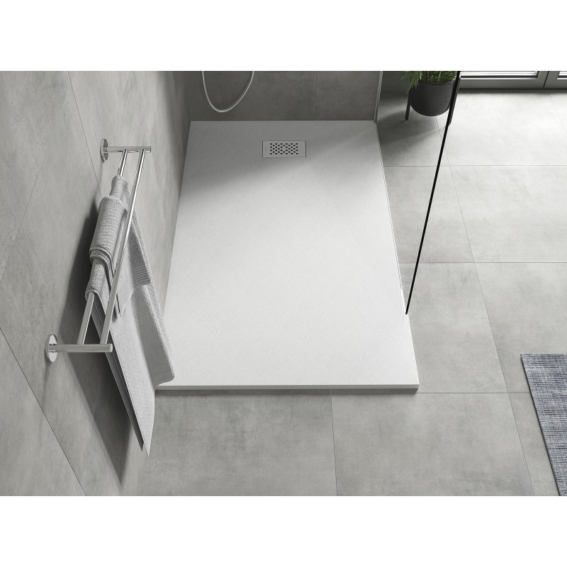 Mexen Hugo receveur de douche rectangulaire SMC 160 x 80 cm, blanc, cache inox - 42108016-X