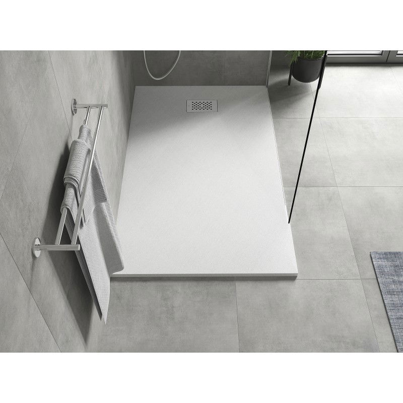Mexen Hugo receveur de douche rectangulaire SMC 150 x 80 cm, blanc, cache inox - 42108015-X
