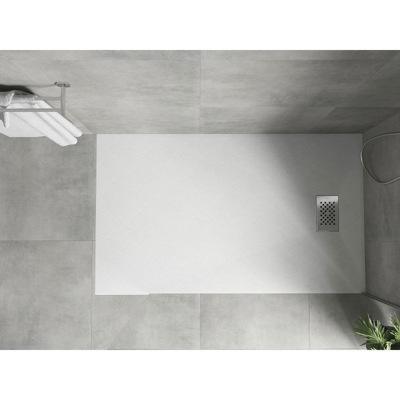 Mexen Hugo receveur de douche rectangulaire SMC 150 x 80 cm, blanc, cache inox - 42108015-X