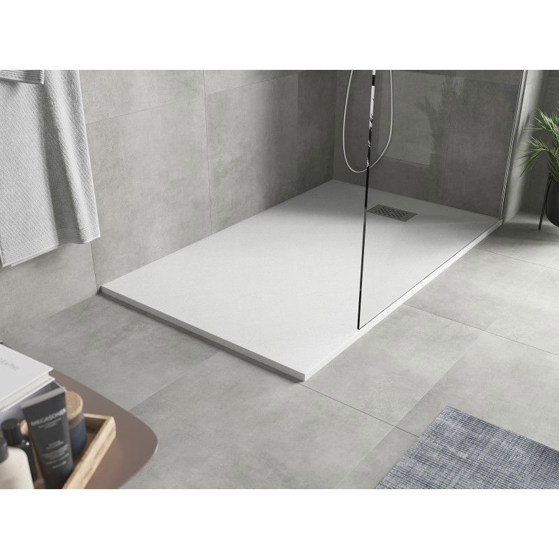 Mexen Hugo receveur de douche rectangulaire SMC 150 x 80 cm, blanc, cache inox - 42108015-X