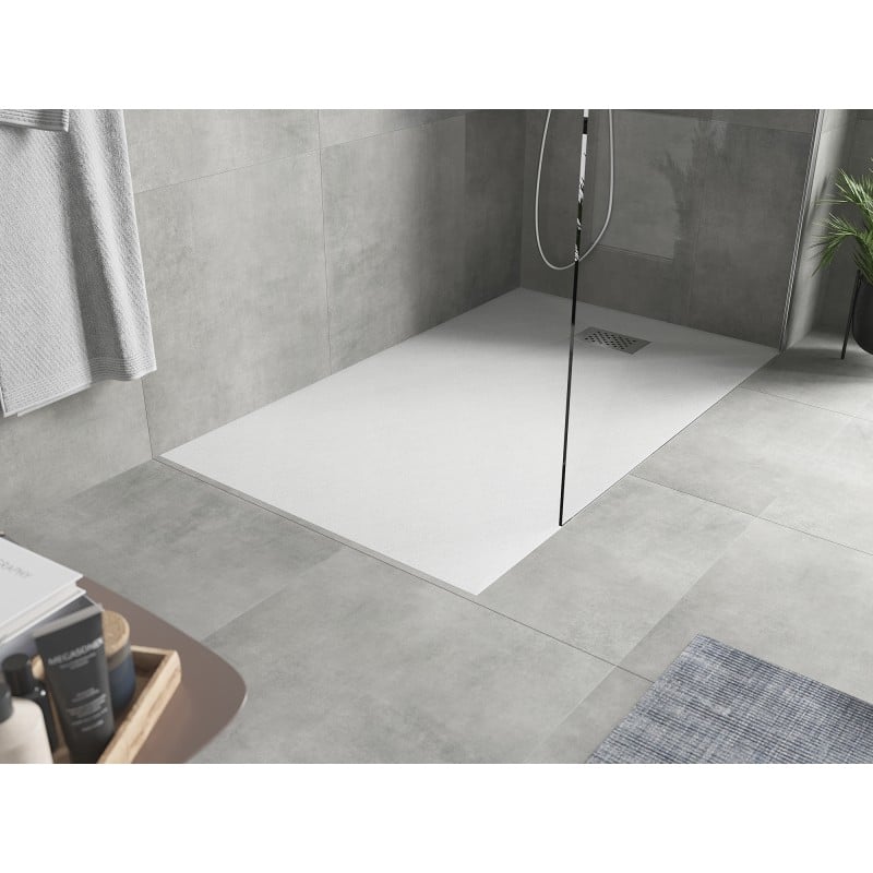 Mexen Hugo receveur de douche rectangulaire SMC 140 x 80 cm, blanc, cache inox - 42108014-X