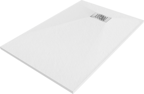 Mexen Hugo receveur rectangulaire SMC 130 x 80 cm, blanc, cache inox - 42108013-X
