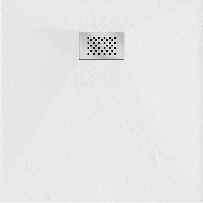 Mexen Hugo receveur de douche carré SMC 80 x 80 cm, blanc, cache inox - 42108080-X