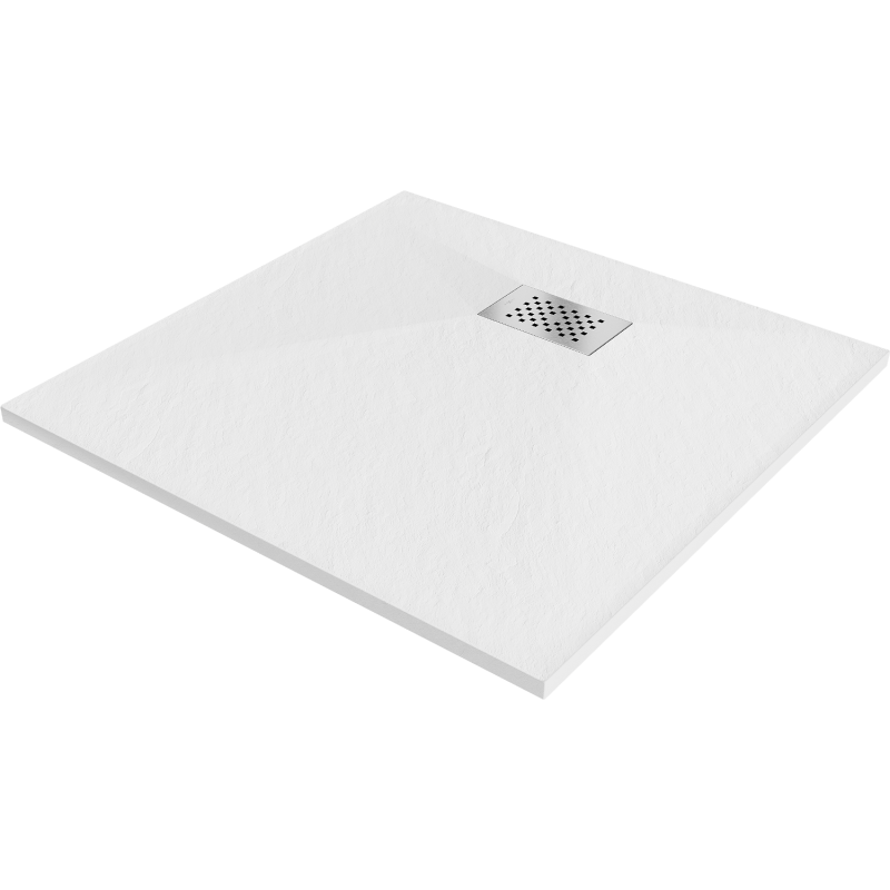 Mexen Hugo receveur de douche carré SMC 80 x 80 cm, blanc, cache inox - 42108080-X