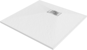 Mexen Hugo receveur de douche carré SMC 80 x 80 cm, blanc, cache inox - 42108080-X
