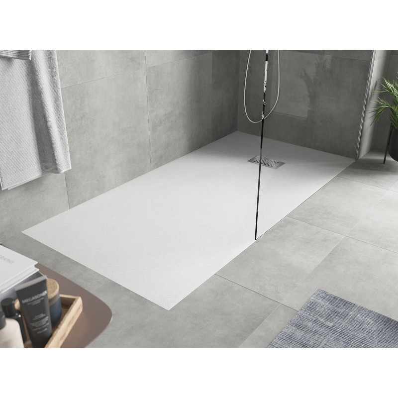 Mexen Hugo receveur rectangulaire SMC 170 x 80 cm, blanc, cache inox - 42108017-X