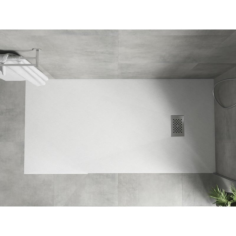 Mexen Hugo receveur de douche rectangulaire SMC 180 x 80 cm, blanc, cache inox - 42108018-X