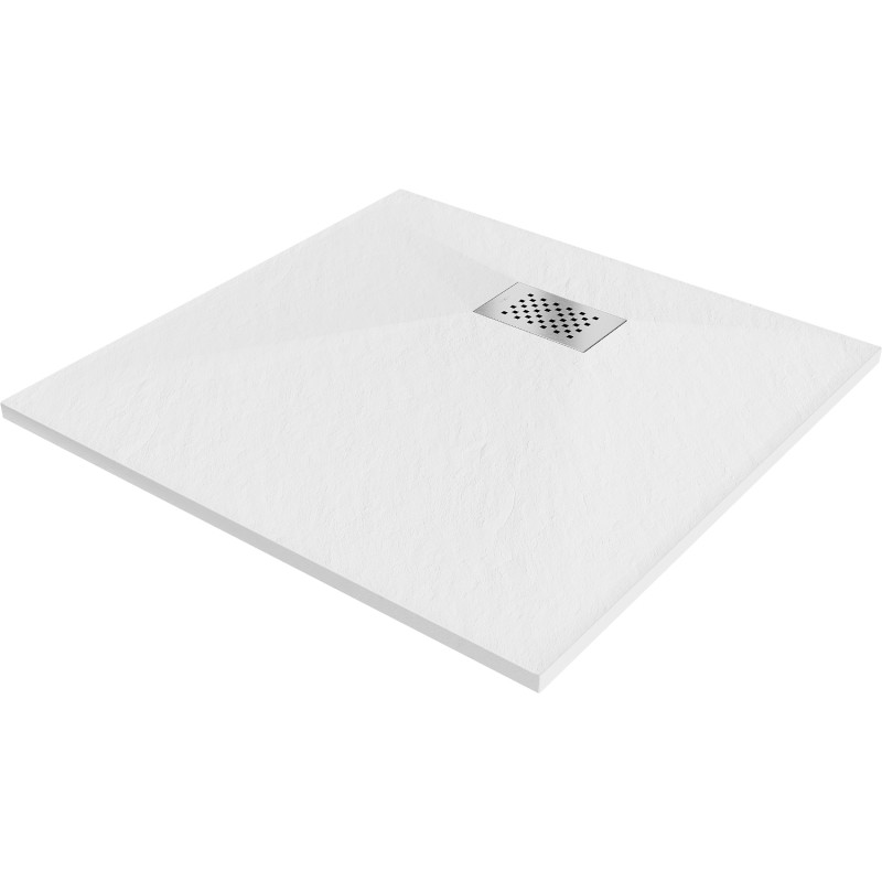 Mexen Hugo receveur de douche carré SMC 90 x 90 cm, blanc, cache inox - 42109090-X