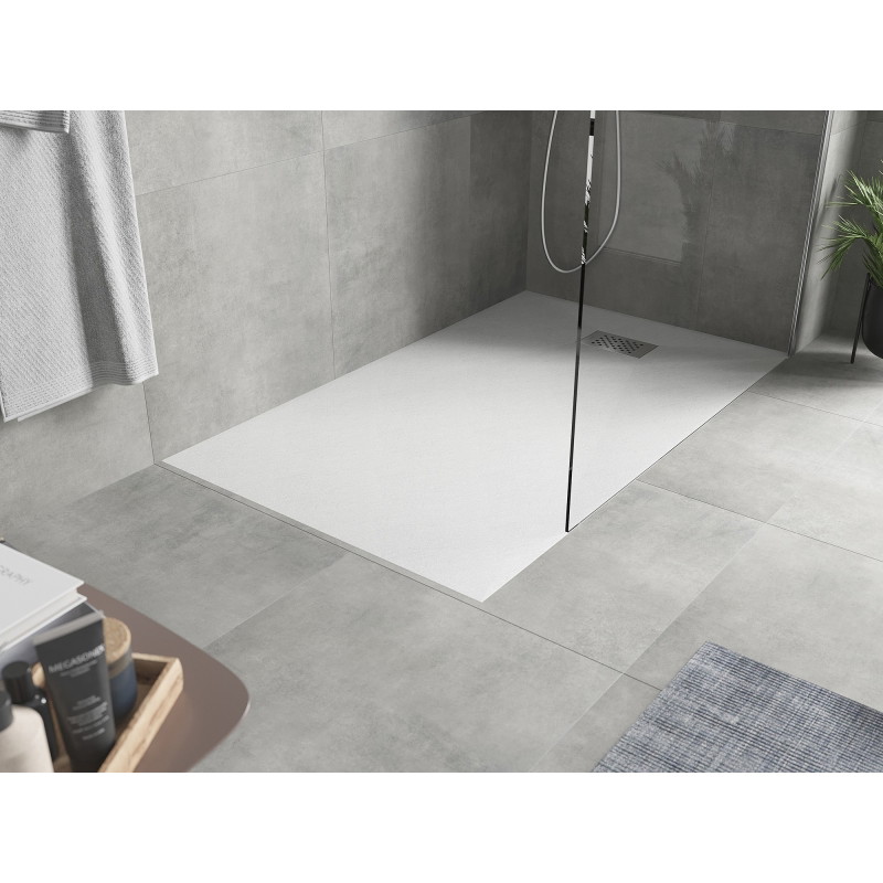Mexen Hugo receveur de douche rectangulaire SMC 150 x 90 cm, blanc, cache inox - 42109015-X
