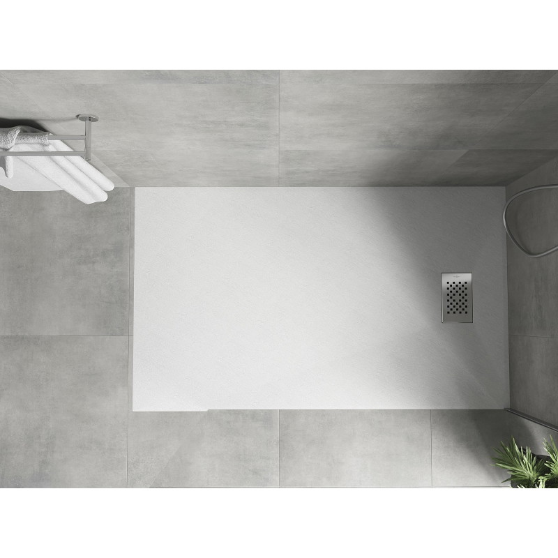 Mexen Hugo receveur rectangulaire SMC 150 x 90 cm, blanc, cache inox - 42109015-X